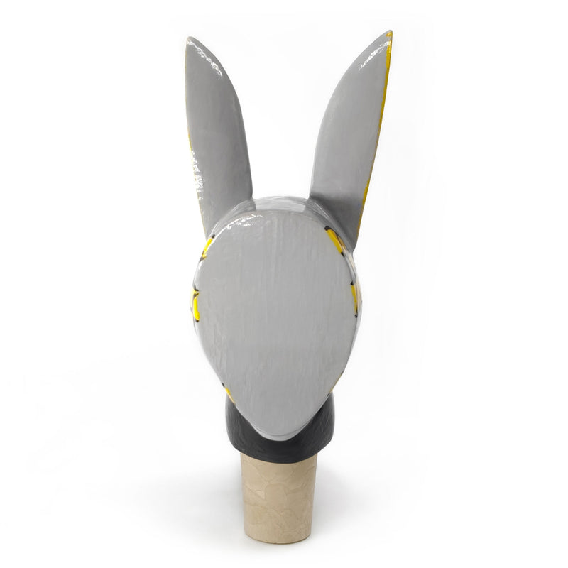 TAPÓN DECORATIVO PARA BOTELLAS - El burro del carnaval - Madera tallada y pintada a mano