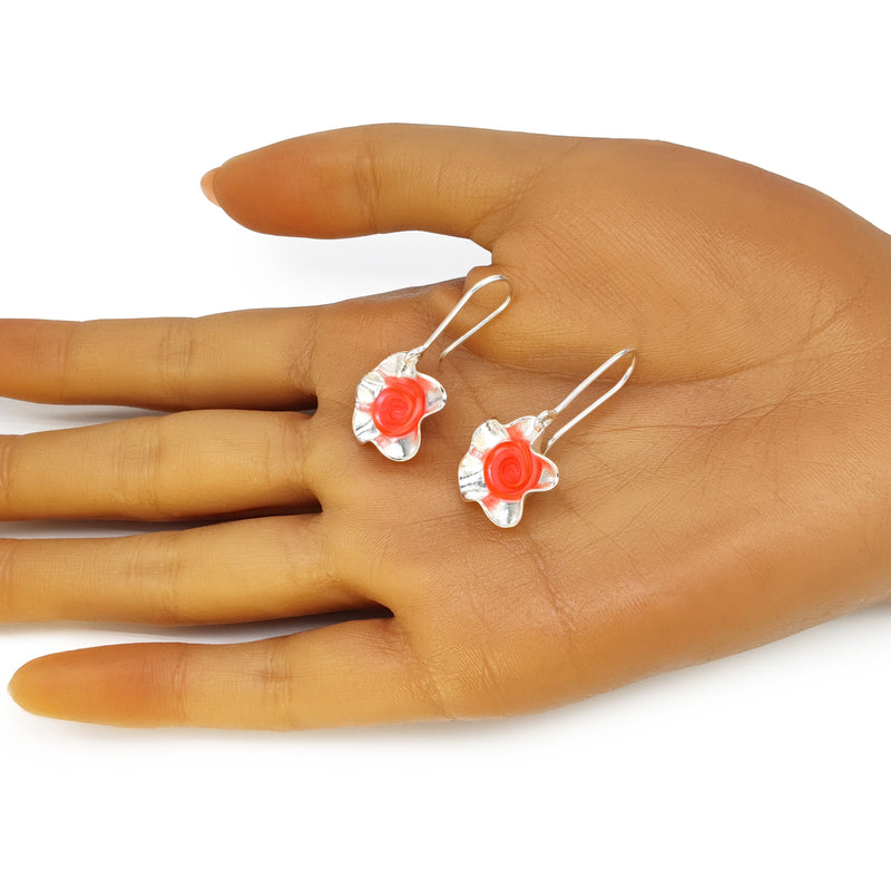 PENDIENTES ECOFLOR - Hechos a mano - Plata de ley 925 - Plástico reciclado de los revestimientos de las tapas de botellas