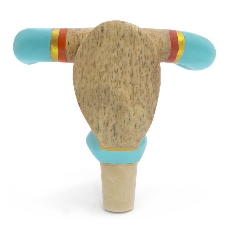 TAPÓN DECORATIVO PARA BOTELLAS - El toro del carnaval - Madera tallada y pintada a mano