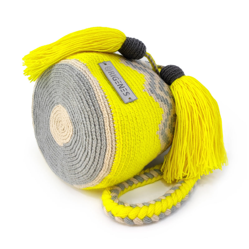 BOLSO WAYUU PALOMINO - Tamaño MINI - Tejido manualmente a ganchillo por mujeres de la comunidad indígena Wayuu en La Guajira (Colombia)