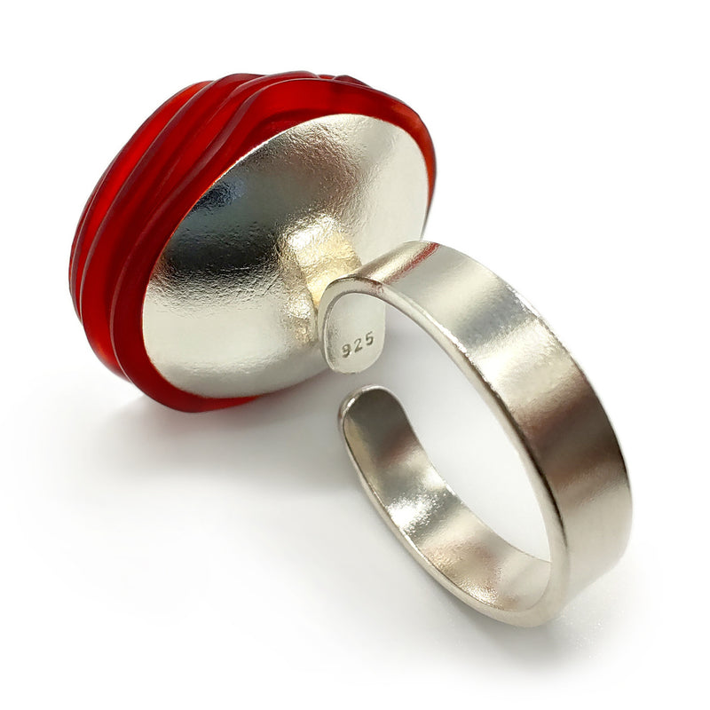 ANILLO ECOTOPIA - Hecho a mano - Ajustable - Plata de ley 925 - Plástico reciclado de los revestimientos de las tapas de botellas