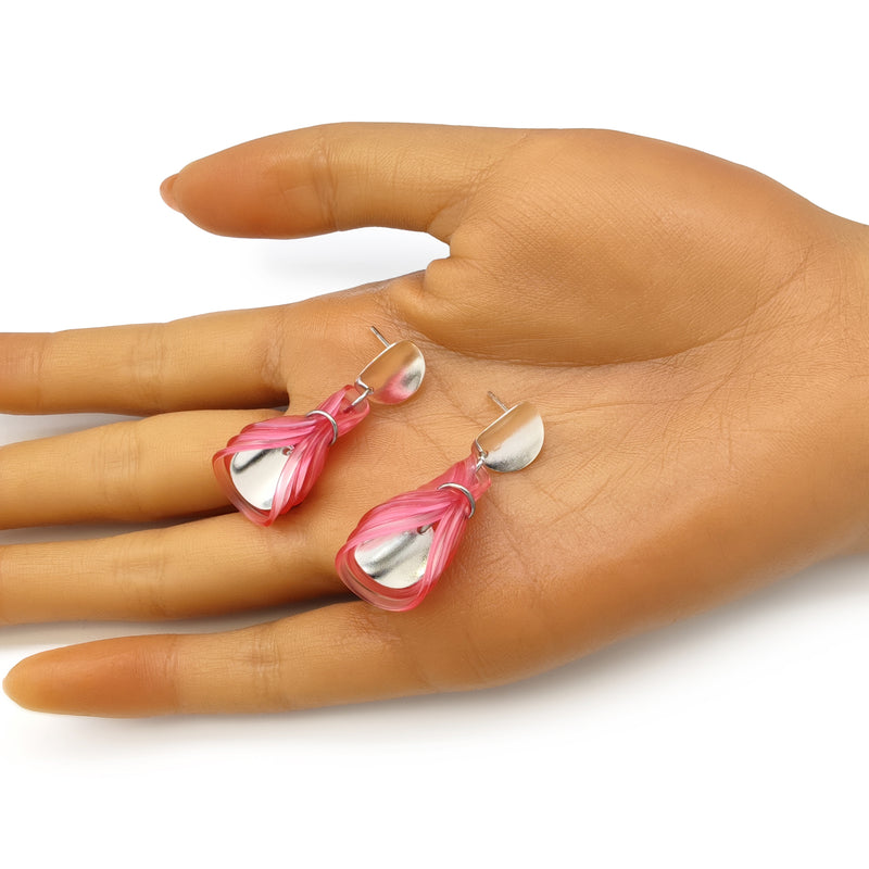 PENDIENTES ECOGLOW - Hechos a mano - Plata de ley 925 - Plástico reciclado de los revestimientos de las tapas de botellas