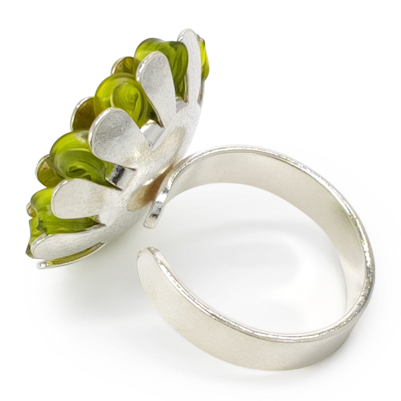 ANILLO ECOSOL - Hecho a mano - Ajustable - Plata de ley 925 y baño en oro de 24K - Plástico reciclado de los revestimientos de las tapas de botellas