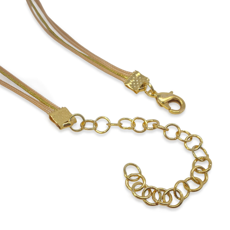 COLLAR COCOON SILKE - Hecho a mano - Bañado en oro de 24 quilates - Cordones de seda sintética, ágata, capullos de seda
