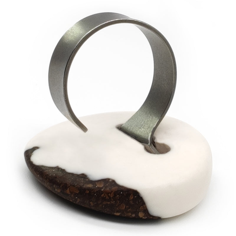 ANILLO CAFECITA - Hecho a mano - Ajustable - Posos de café, madera recuperada