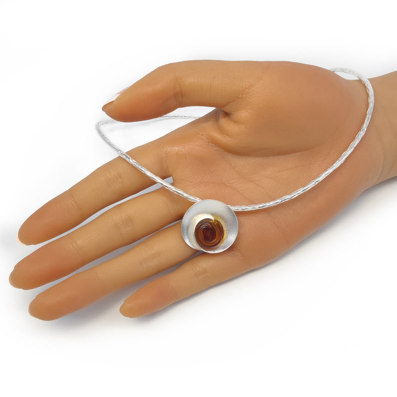 COLLAR ECOSENS - Hecho a mano - Plata fina 999 & plata de ley 925 - Plástico reciclado de los revestimientos de las tapas de botellas