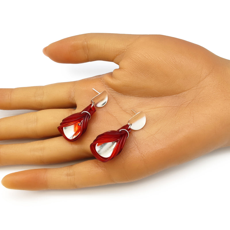 PENDIENTES ECOGLOW - Hechos a mano - Plata de ley 925 - Plástico reciclado de los revestimientos de las tapas de botellas