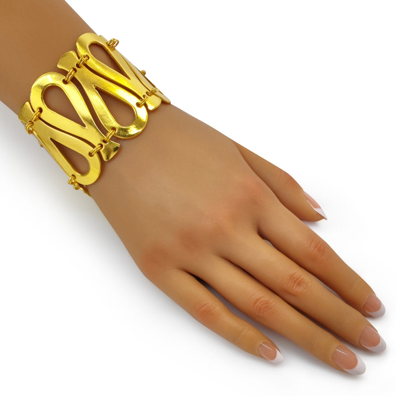 BRAZALETE SERPENTINO - Hecho a mano - Bañado en oro de 24 quilates