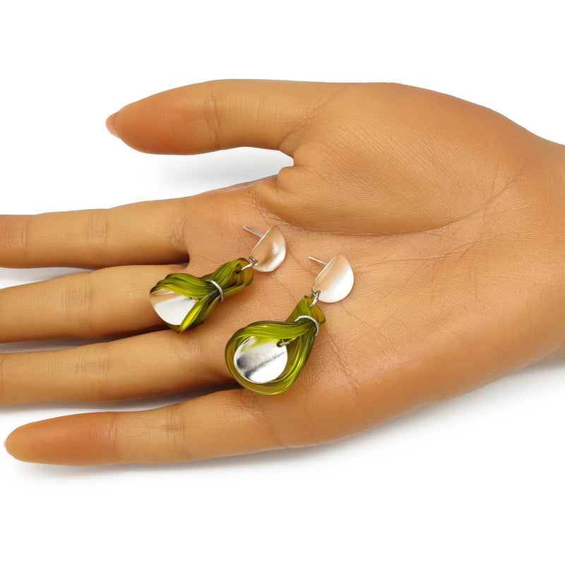 PENDIENTES ECOGLOW - Hechos a mano - Plata de ley 925 - Plástico reciclado de los revestimientos de las tapas de botellas