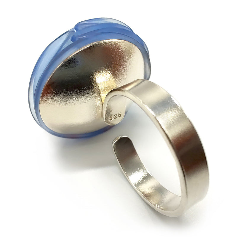 ANILLO ECOTOPIA - Hecho a mano - Ajustable - Plata de ley 925 - Plástico reciclado de los revestimientos de las tapas de botellas