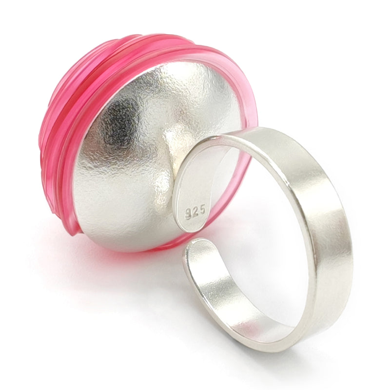 ANILLO ECOTOPIA - Hecho a mano - Ajustable - Plata de ley 925 - Plástico reciclado de los revestimientos de las tapas de botellas