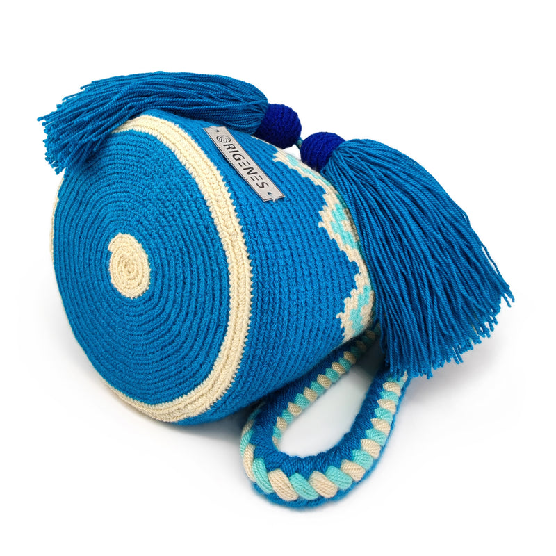 BOLSO WAYUU PALOMINO - Tamaño MINI - Tejido manualmente a ganchillo por mujeres de la comunidad indígena Wayuu en La Guajira (Colombia)