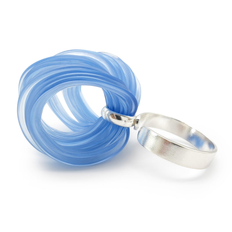 ANILLO ECOBLOOM - Hecho a mano - Ajustable - Plata de ley 925 - Plástico reciclado de los revestimientos de las tapas de botellas