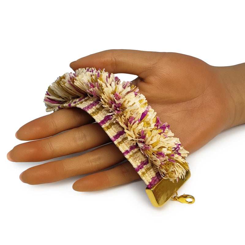 BRAZALETE MAÏZA - Hecho a mano - Bañado en oro de 24 quilates - Hojas de maíz