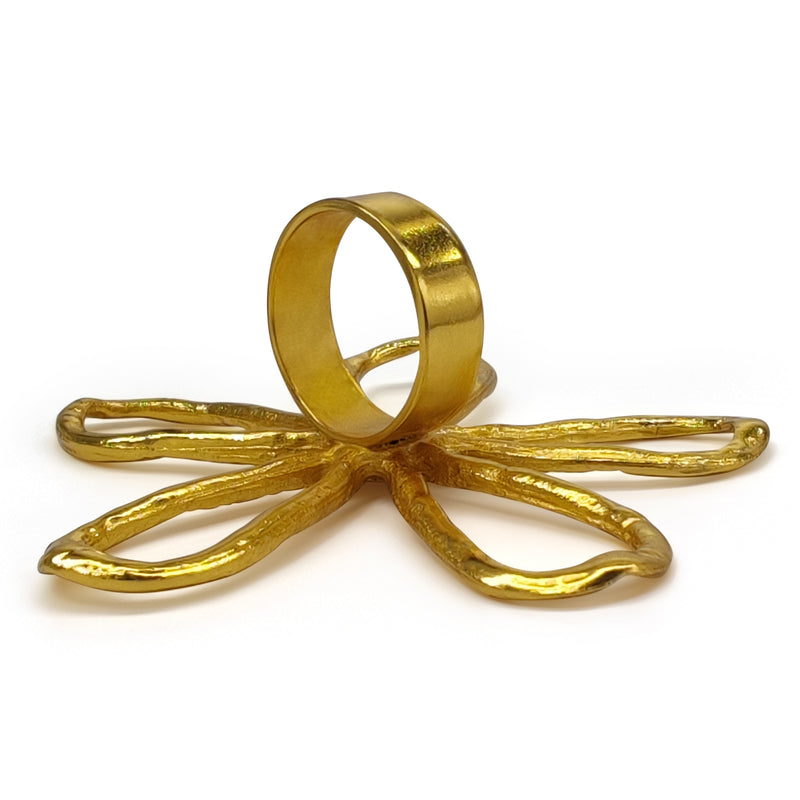 ANILLO FLORA - Hecho a mano - Bañado en oro de 24 quilates