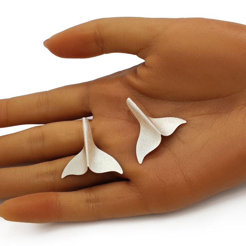 PENDIENTES MARINA WHALE TAIL - Hechos a mano - Plata