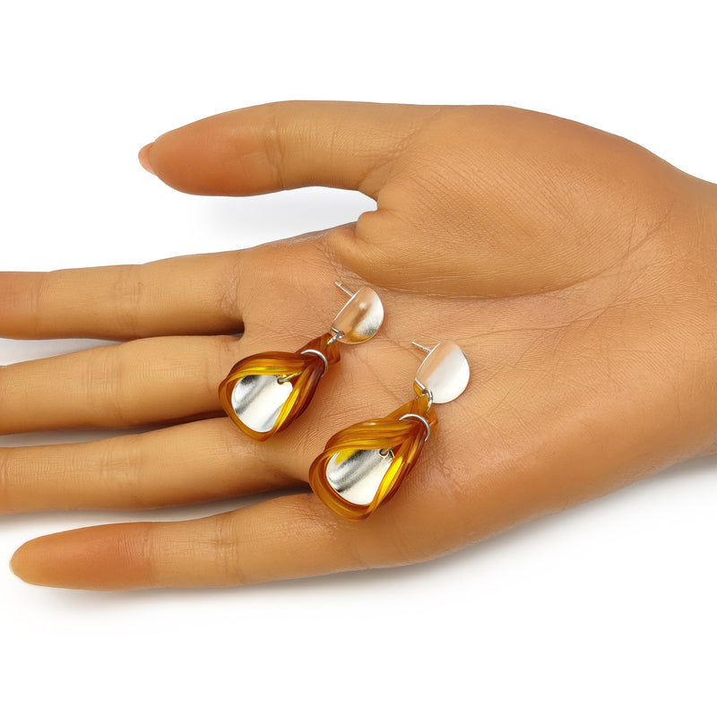 PENDIENTES ECOGLOW - Hechos a mano - Plata de ley 925 - Plástico reciclado de los revestimientos de las tapas de botellas