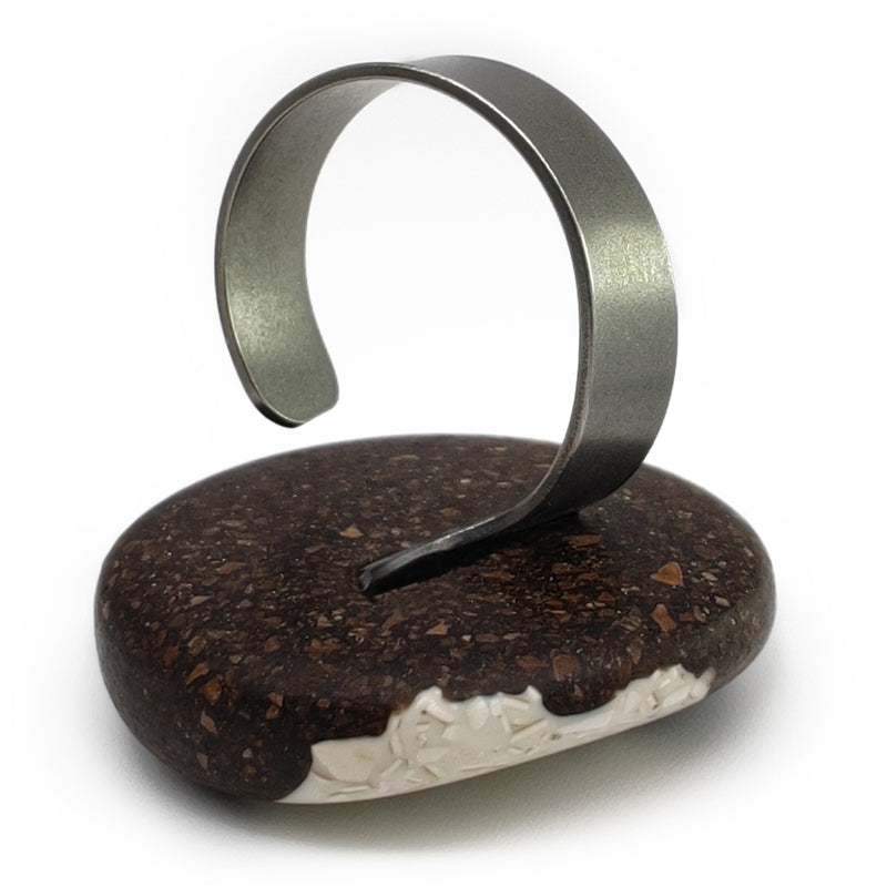 ANILLO CAFECITA - Hecho a mano - Ajustable - Posos de café, cáscaras de huevo trituradas