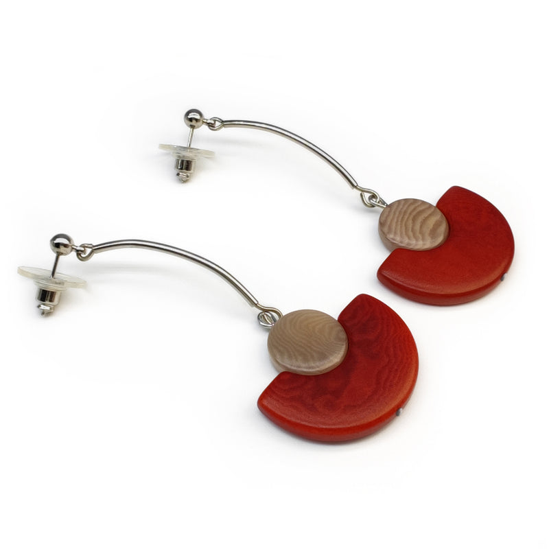 PENDIENTES LUNA - Hechos a mano - Acero inoxidable - Tagua (marfil vegetal)