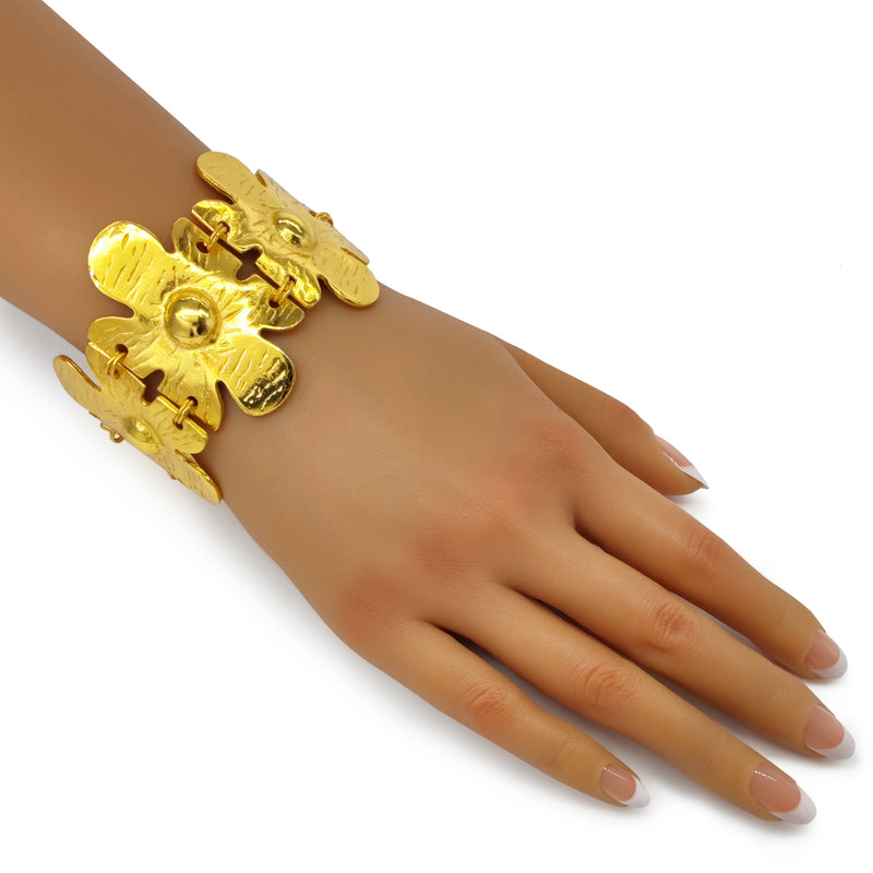 BRAZALETE BLOSSOM - Hecho a mano - Bañado en oro de 24 quilates