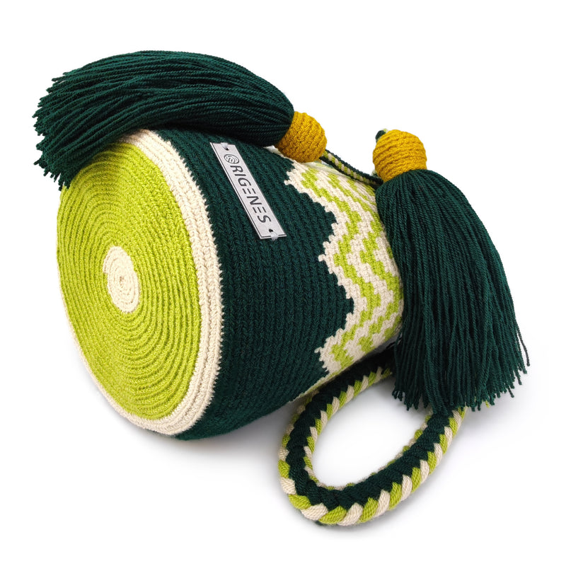 BOLSO WAYUU PALOMINO - Tamaño MINI - Tejido manualmente a ganchillo por mujeres de la comunidad indígena Wayuu en La Guajira (Colombia)