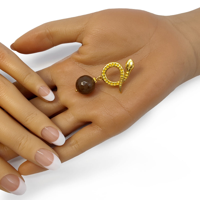 PENDIENTES SERPENTIA - Hechos a mano - Bañados en oro de 24 quilates - Ágata