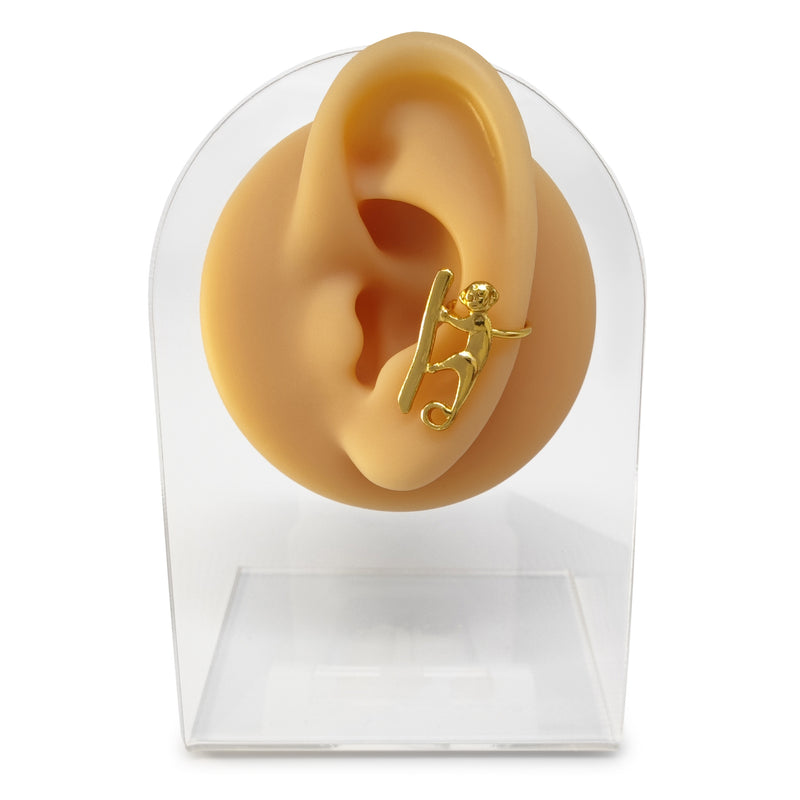 EARCUFF MUISCA MONO - Unisex - Hecho a mano - Bañado en oro de 24 quilates