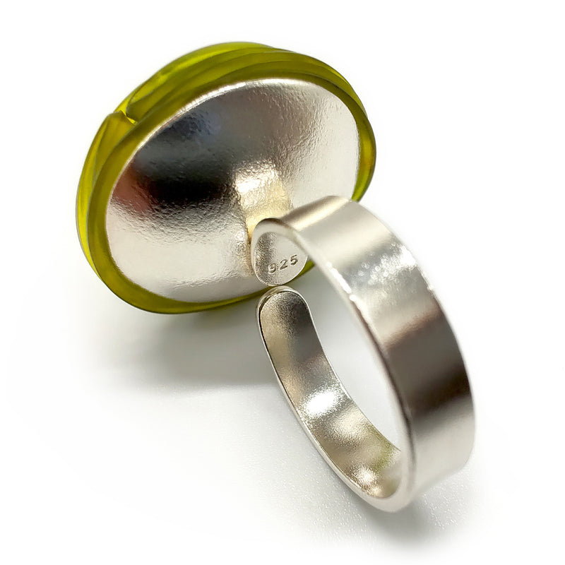 ANILLO ECOTOPIA - Hecho a mano - Ajustable - Plata de ley 925 - Plástico reciclado de los revestimientos de las tapas de botellas