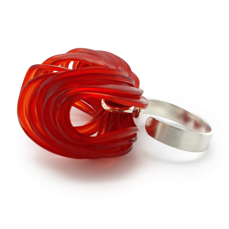 ANILLO ECOBLOOM - Hecho a mano - Ajustable - Plata de ley 925 - Plástico reciclado de los revestimientos de las tapas de botellas