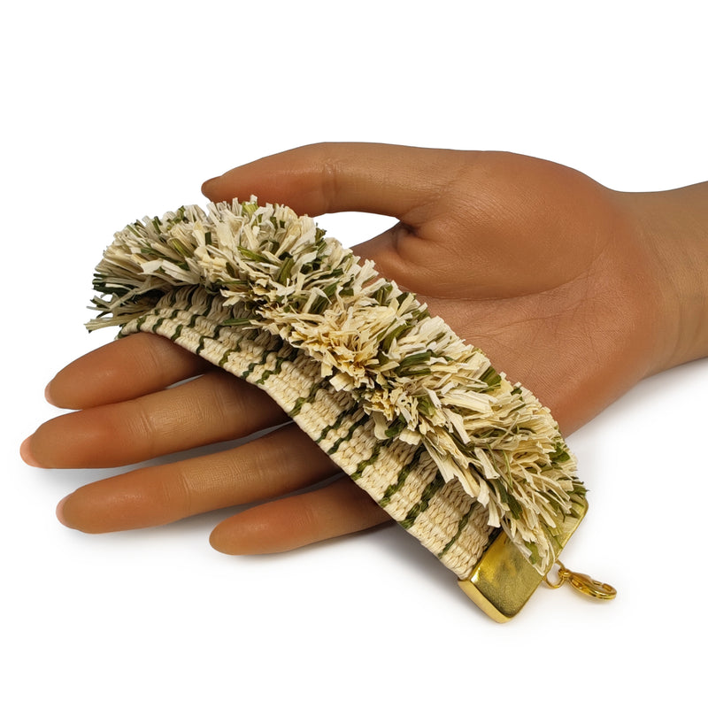 BRAZALETE MAÏZA - Hecho a mano - Bañado en oro de 24 quilates - Hojas de maíz