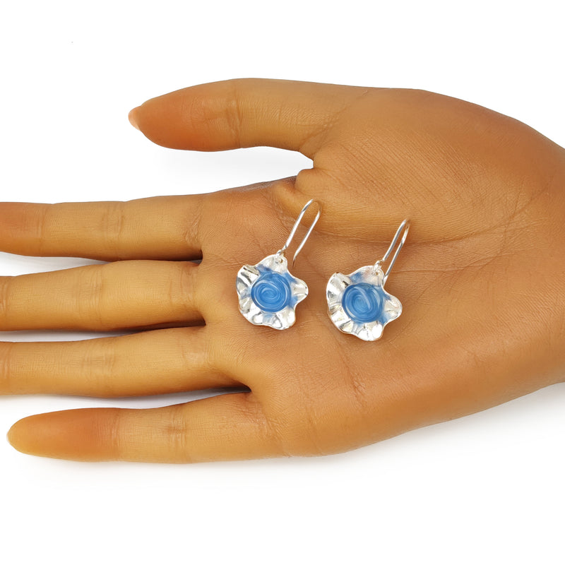 PENDIENTES ECOFLOR - Hechos a mano - Plata de ley 925 - Plástico reciclado de los revestimientos de las tapas de botellas