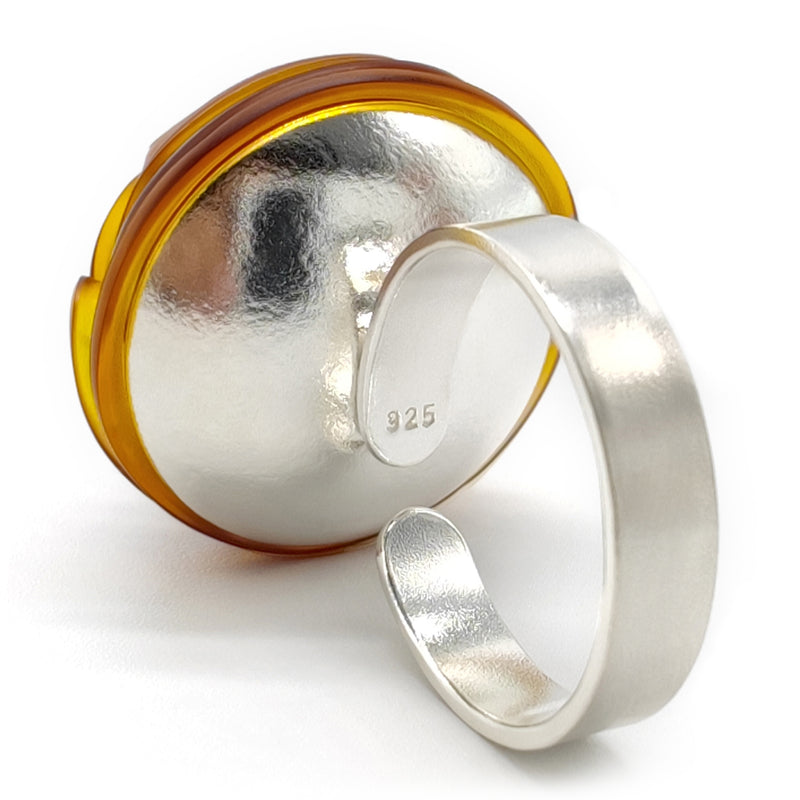 ANILLO ECOTOPIA - Hecho a mano - Ajustable - Plata de ley 925 - Plástico reciclado de los revestimientos de las tapas de botellas