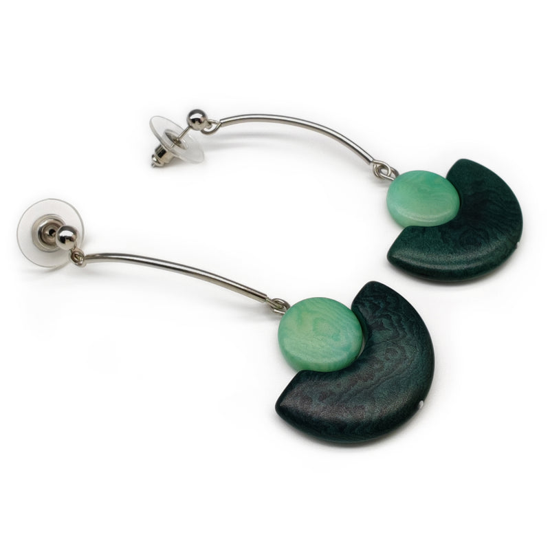 PENDIENTES LUNA - Hechos a mano - Acero inoxidable - Tagua (marfil vegetal)