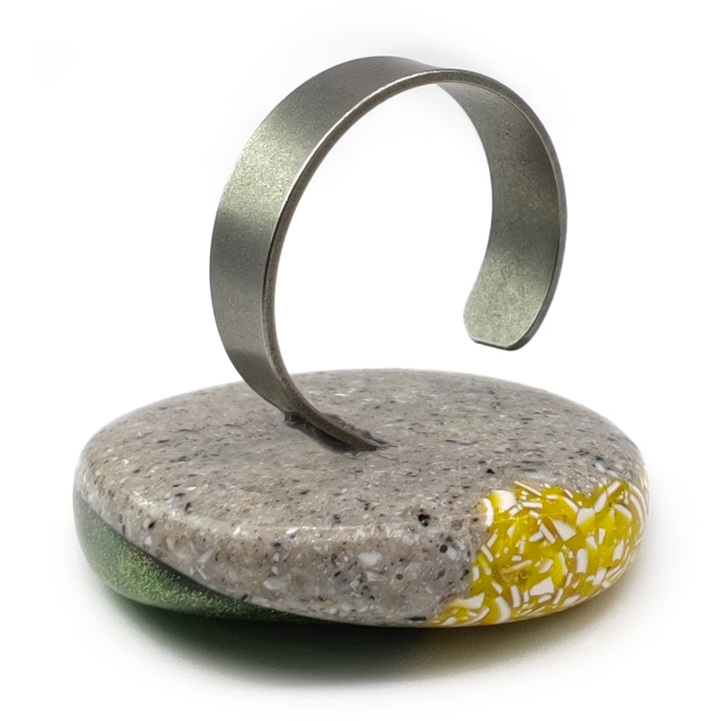ANILLO GRANITA - Hecho a mano - Ajustable - Cemento triturado, cáscaras de huevo trituradas, polvo de bronce