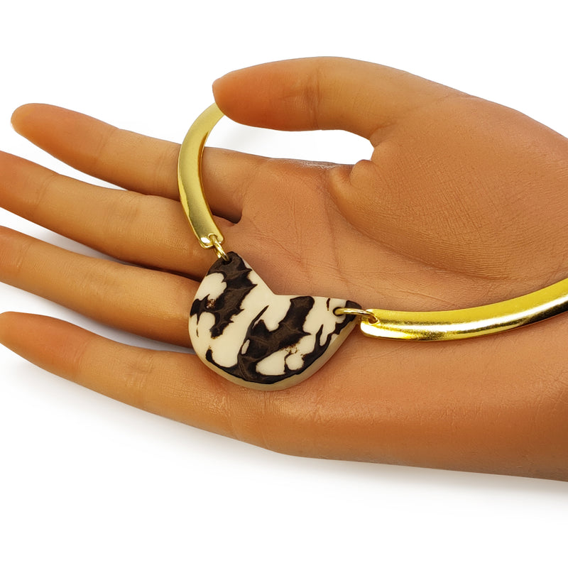 COLLAR NOZELA - Hecho a mano - Bañado en oro de 24 quilates - Tagua (marfil vegetal)