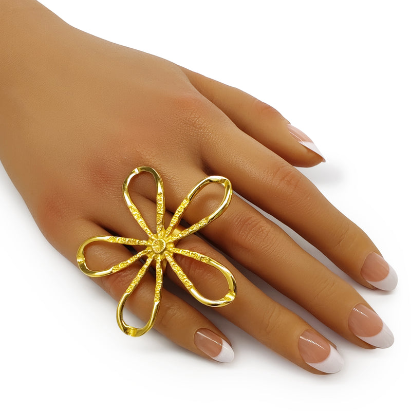 ANILLO FLORA - Hecho a mano - Bañado en oro de 24 quilates