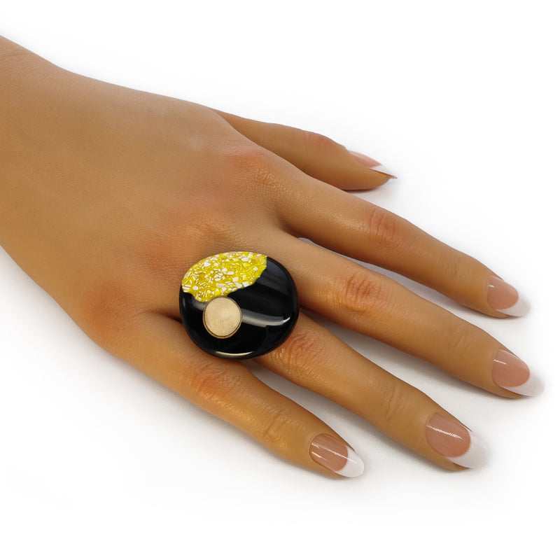 ANILLO NATÜA - Hecho a mano - Ajustable - Cáscaras de huevo trituradas, madera recuperada
