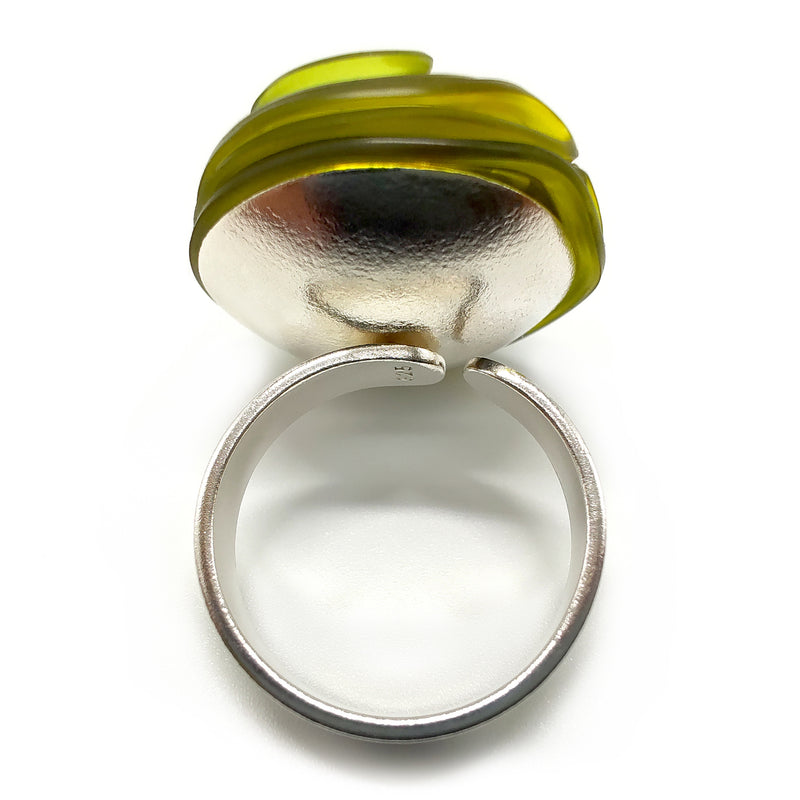 ANILLO ECOTOPIA - Hecho a mano - Ajustable - Plata de ley 925 - Plástico reciclado de los revestimientos de las tapas de botellas
