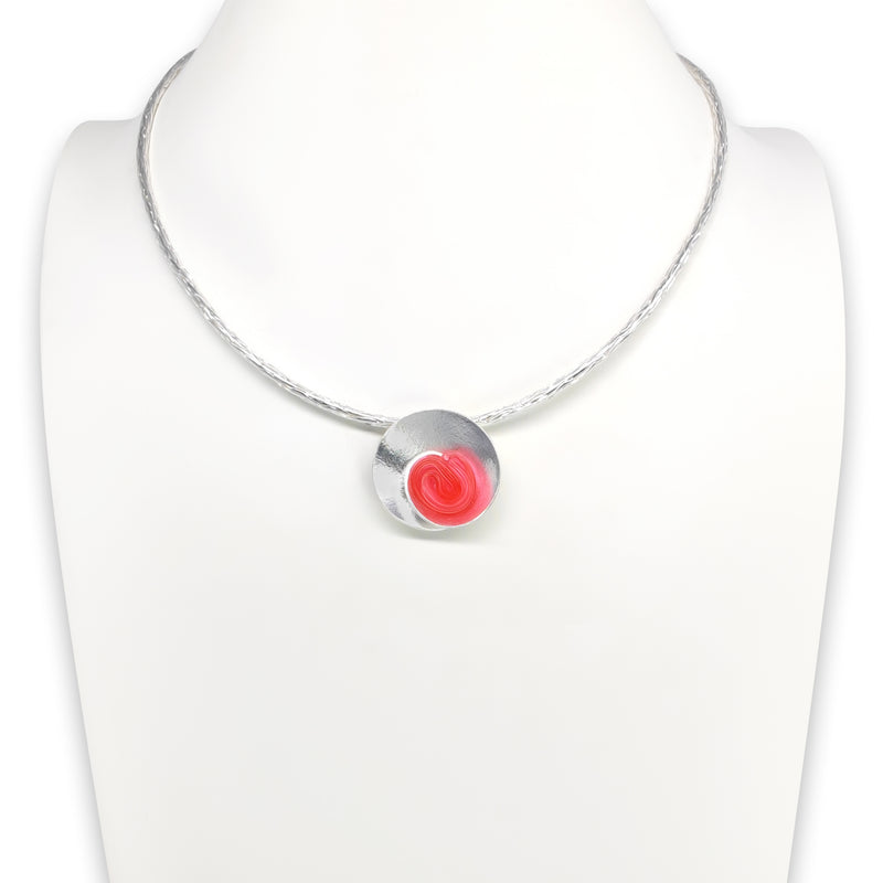 COLLAR ECOSENS - Hecho a mano - Plata fina 999 & plata de ley 925 - Plástico reciclado de los revestimientos de las tapas de botellas