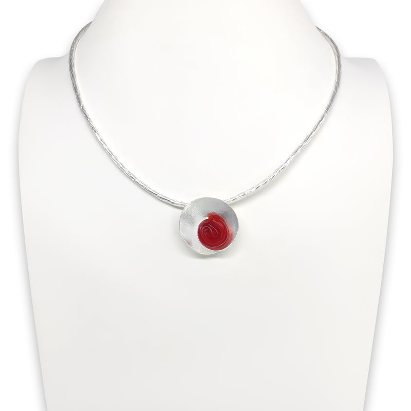 COLLAR ECOSENS - Hecho a mano - Plata fina 999 & plata de ley 925 - Plástico reciclado de los revestimientos de las tapas de botellas