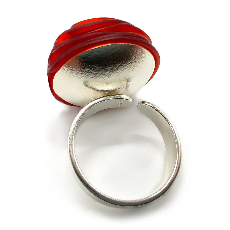 ANILLO ECOTOPIA - Hecho a mano - Ajustable - Plata de ley 925 - Plástico reciclado de los revestimientos de las tapas de botellas
