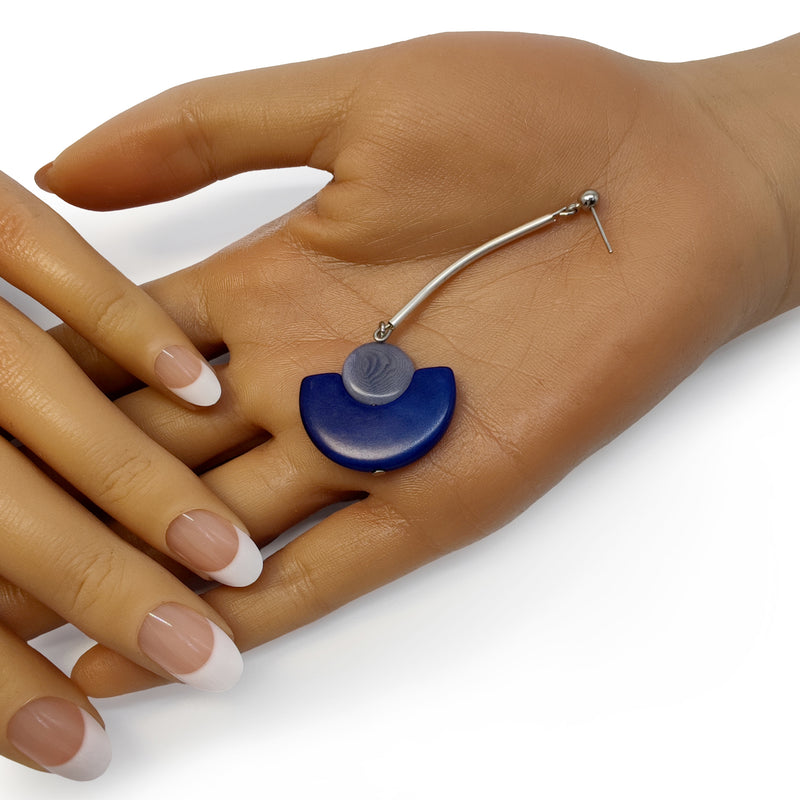 PENDIENTES LUNA - Hechos a mano - Acero inoxidable - Tagua (marfil vegetal)