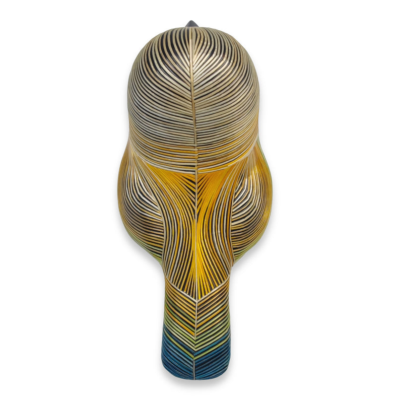 AVE DECORATIVA ANDINA - El arte del tamo - Madera decorada con paja de trigo y cebada (enchapado en tamo)