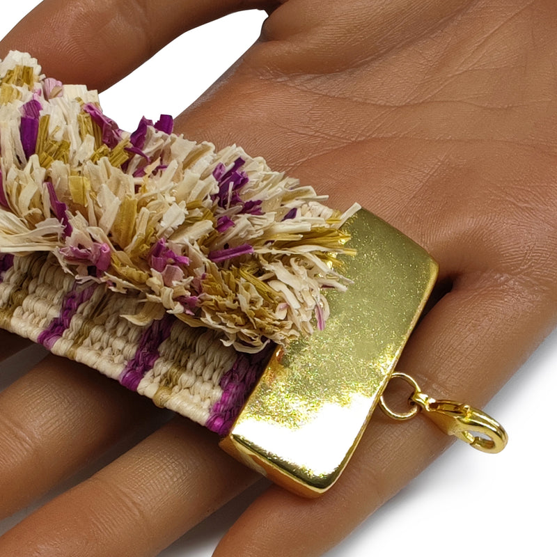 BRAZALETE MAÏZA - Hecho a mano - Bañado en oro de 24 quilates - Hojas de maíz
