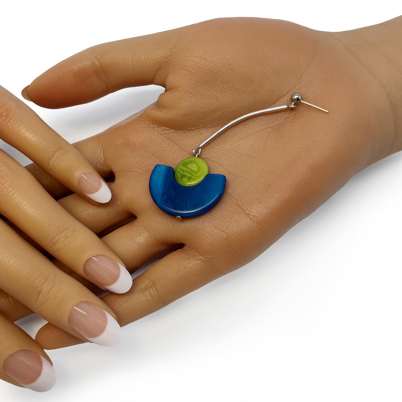 PENDIENTES LUNA - Hechos a mano - Acero inoxidable - Tagua (marfil vegetal)