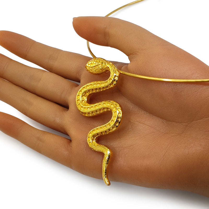 COLLAR SNAKOO - Hecho a mano - Bañado en oro de 24 quilates