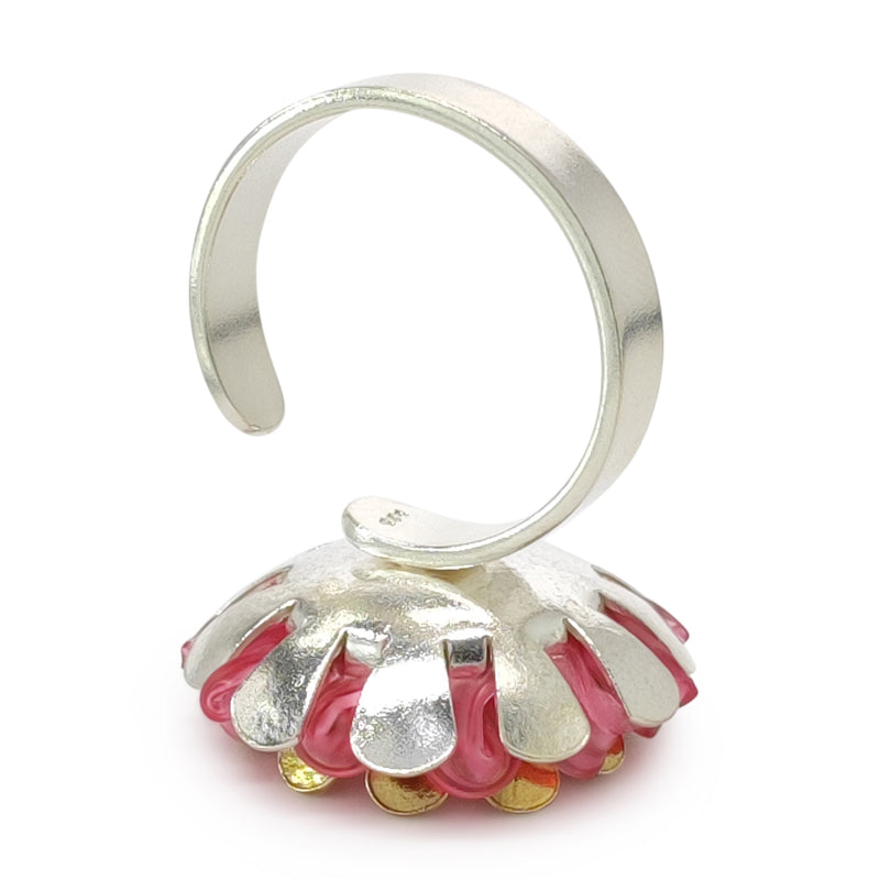 ANILLO ECOSOL - Hecho a mano - Ajustable - Plata de ley 925 y baño en oro de 24K - Plástico reciclado de los revestimientos de las tapas de botellas