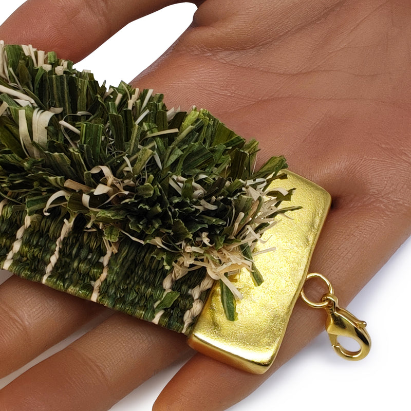 BRAZALETE MAÏZA - Hecho a mano - Bañado en oro de 24 quilates - Hojas de maíz