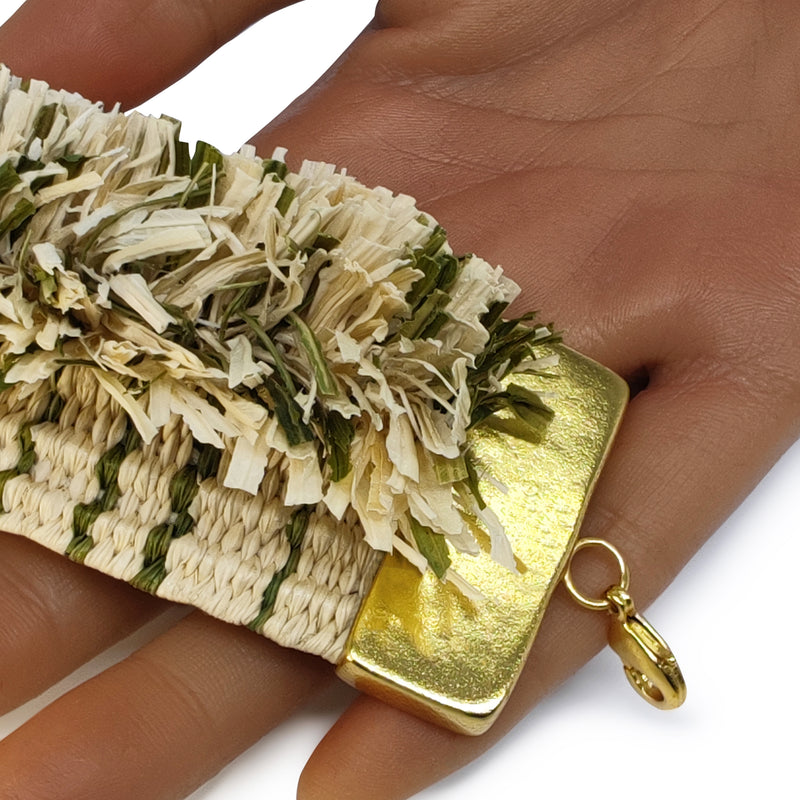BRAZALETE MAÏZA - Hecho a mano - Bañado en oro de 24 quilates - Hojas de maíz