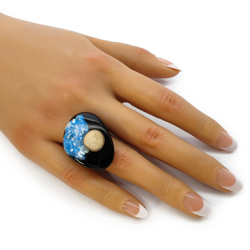 ANILLO NATÜA - Hecho a mano - Ajustable - Maíz blanco triturado, madera recuperada